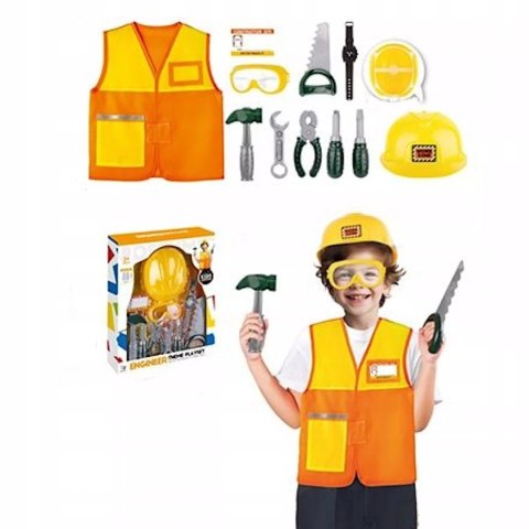 Zestaw narzędzi dla dzieci z kamizelką dla małego majsterkowicza budowlańca