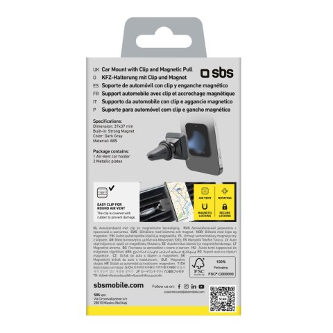 Magnetyczny uchwyt samochodowy na smartfona do kratki nawiewu - czarny