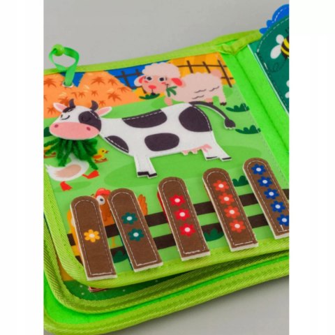 Sensoryczna książeczka dla dzieci farma zwierzątka na rzepy Montessori