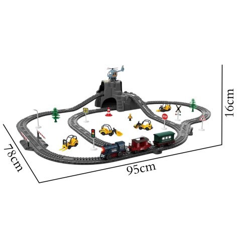 WOOPIE Elektryczna Kolejka Tor Retro Ciuchcia Lokomotywa + 2 Wagony - Zestaw 76 el.