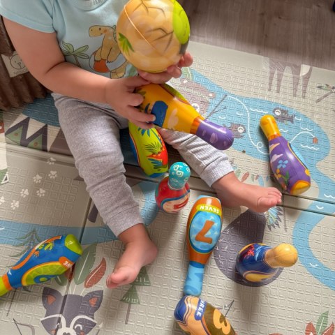 WOOPIE Gra Zręcznościowa Kręgle Miękkie Soft Dinozaury Zestaw 12el.