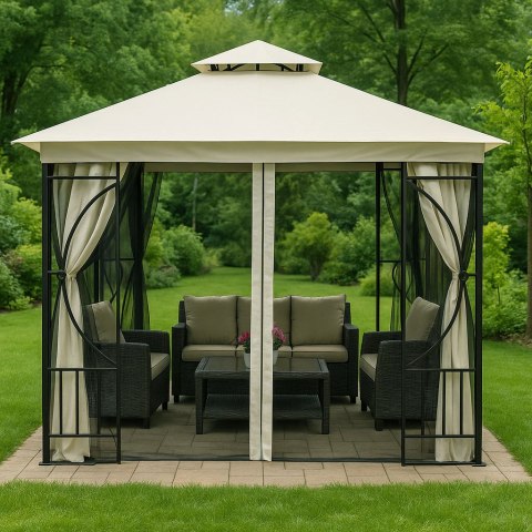 DACH DO PAWILONU OGRODOWEGO 3X3 M WODOODPORNE POSZYCIE OTWÓR WENTYLACYJNY BEŻOWY MULTIGARDEN