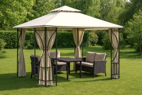 DACH DO PAWILONU OGRODOWEGO 3X3 M WODOODPORNE POSZYCIE OTWÓR WENTYLACYJNY BEŻOWY MULTIGARDEN