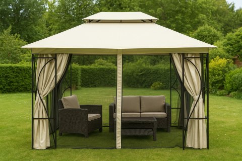 DACH DO PAWILONU OGRODOWEGO 3X4 M WODOODPORNE POSZYCIE OTWÓR WENTYLACYJNY BEŻOWY MULTIGARDEN