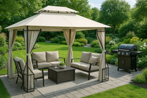 DACH DO PAWILONU OGRODOWEGO 3X4 M WODOODPORNE POSZYCIE OTWÓR WENTYLACYJNY BEŻOWY MULTIGARDEN