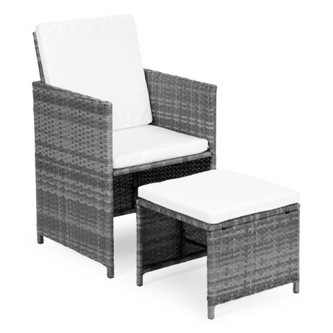 KOMPLET MEBLI OGRODOWYCH Z TECHNORATTANU 4 FOTELE 4 PUFY STOLIK MULTIGARDEN