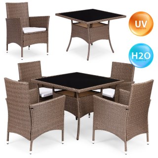 KOMPLET MEBLI OGRODOWYCH Z TECHNORATTANU 4 KRZESŁA + STÓŁ MULTIGARDEN