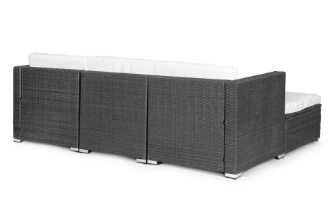 KOMPLET MEBLI OGRODOWYCH Z TECHNORATTANU NAROŻNIK MODUŁOWY STOLIK SZARY MULTIGARDEN