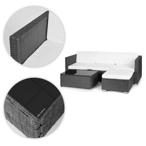 KOMPLET MEBLI OGRODOWYCH Z TECHNORATTANU NAROŻNIK MODUŁOWY STOLIK SZARY MULTIGARDEN