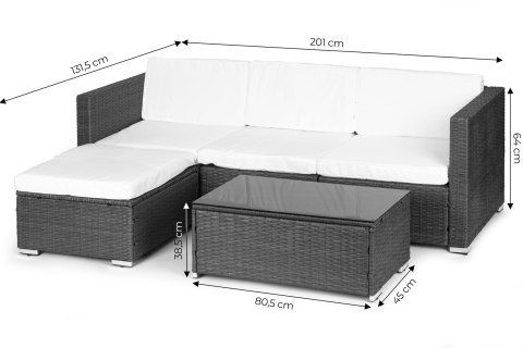 KOMPLET MEBLI OGRODOWYCH Z TECHNORATTANU NAROŻNIK MODUŁOWY STOLIK SZARY MULTIGARDEN