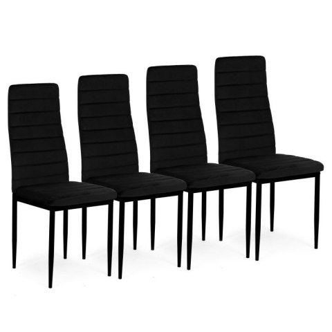 KRZESŁA Z WYPROFILOWANYM OPARCIEM- VELVET CZARNE - 4 SZTUKI
