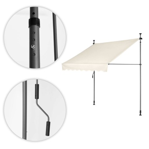 MARKIZA PRZECIWSŁONECZNA BALKONOWA 200X120 CM REGULACJA WYSOKOŚCI WODOODPORNA KORBKA RĘCZNA BEŻOWA MULTIGARDEN