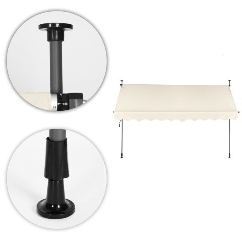 MARKIZA PRZECIWSŁONECZNA BALKONOWA 300X120 CM REGULACJA WYSOKOŚCI WODOODPORNA KORBKA RĘCZNA BEŻOWA MULTIGARDEN