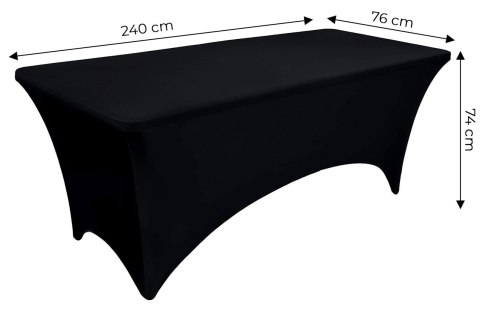 OBRUS UNIWERSALNY POKROWIEC NA STÓŁ CATERINGOWY 240 CM 8FT CZARNY ELASTYCZNY MULTIGARDEN