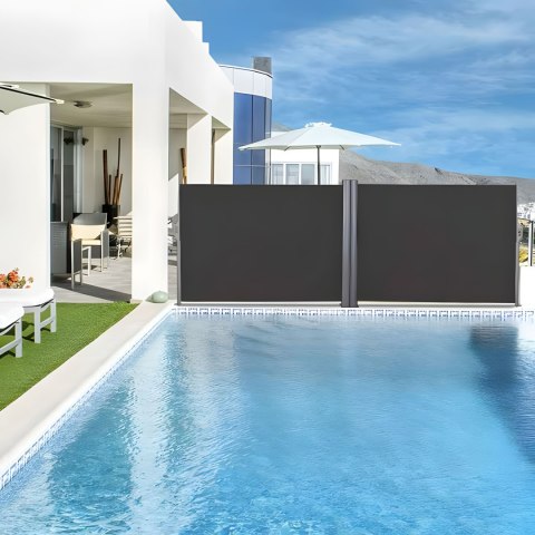 PODWÓJNA MARKIZA 300X300X180 CM PRZECIWSŁONECZNA BOCZNA PARAWAN ROLETA ANTRACYT MULTIGARDEN