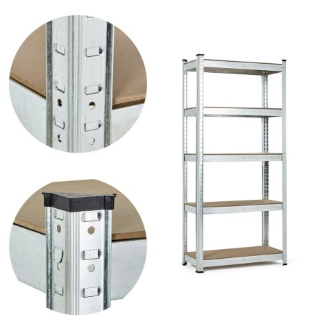 REGAŁ MAGAZYNOWY 180X90X30 CM STAL GALWANIZOWANA 5 PÓŁEK 875 KG MODERNHOME