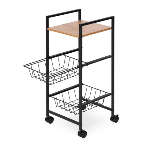 REGAŁ MOBILNY SZAFKA Z 2 KOSZAMI I PÓŁKĄ ORGANIZER NA KÓŁKACH MODERNHOME