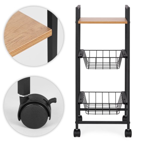 REGAŁ MOBILNY SZAFKA Z 2 KOSZAMI I PÓŁKĄ ORGANIZER NA KÓŁKACH MODERNHOME