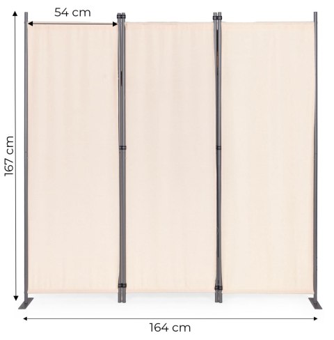 SKŁADANY PARAWAN OGRODOWY POKOJOWY 3-PANELOWY 167X164 CM BEŻOWY MULTIGARDEN