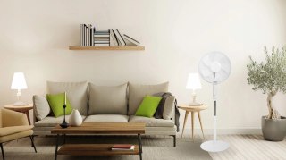 WENTYLATOR PODŁOGOWY WIATRAK STOJĄCY 45W 3 TRYBY PRACY 5 ŁOPATEK TIMER PILOT