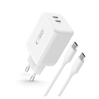 Ładowarka sieciowa NC45W-GAN 2x USB-C 45W z kablem USB-C - biała