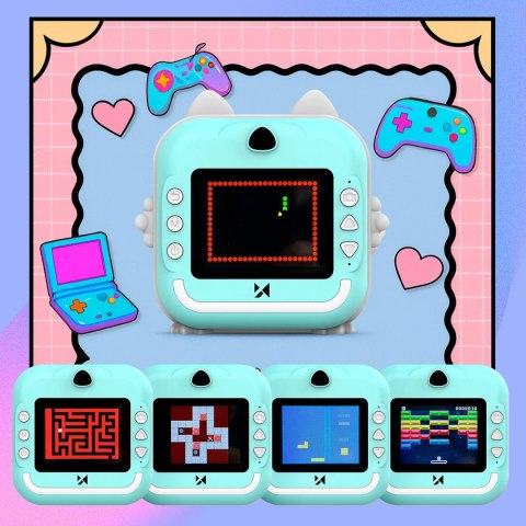 Mini drukarka termiczna WDT-02 z aparatem kamerą dla dzieci - niebieska