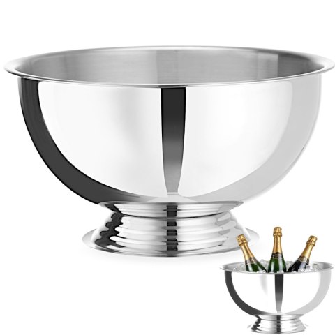 Misa do szampana ponczu stalowa 13 l śr. 393x214 mm - srebrna