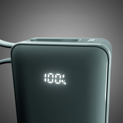 Powerbank 10000mAh USB-A USB-C z wyświetlaczem wbudowanym kablem USB-C 20W - szary