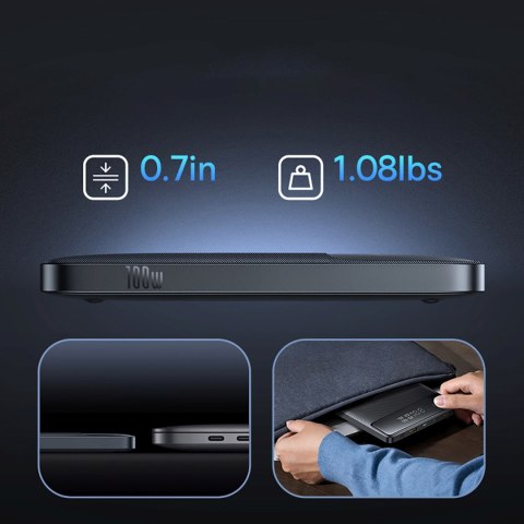 Powerbank z wyświetlaczem Blade H1 20000mAh USB-A USB-C 100W - czarny