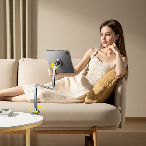 Uchwyt magnetyczny biurkowy 360 składany na telefon tablet - szary