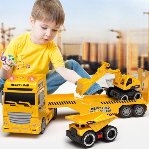 WOOPIE Samochód Laweta z Pojazdami Budowlanymi