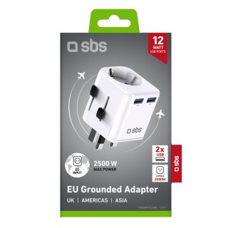 Adapter sieciowy podróżny UK US AUS Asia EU USB-A - biały