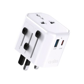 Adapter sieciowy podróżny uniwersalny USB-C USB-A EU UK US AUS - biały