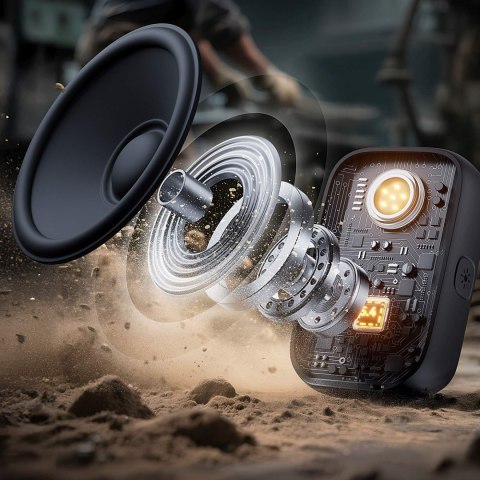 Głośnik przenośny z latarką magnesem klipsem Bluetooth IP67 - żółty