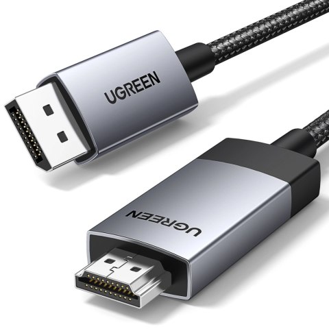 Kabel przewód DisplayPort - HDMI 4K 60Hz 3m - szary