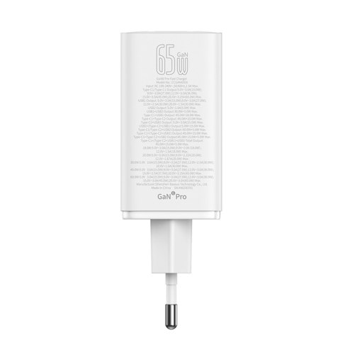 Ładowarka sieciowa USB-C USB-A GaN6 Pro 100W z kablem USB-C 1m - biała