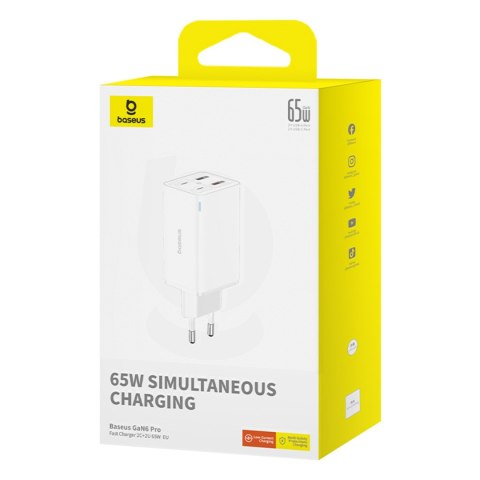 Ładowarka sieciowa USB-C USB-A GaN6 Pro 100W z kablem USB-C 1m - biała