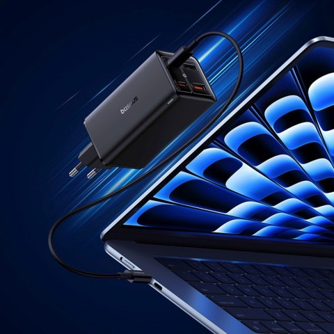 Ładowarka sieciowa USB-C USB-A GaN6 Pro 100W z kablem USB-C 1m - czarna