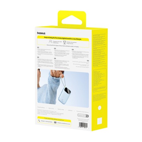 Powerbank 20000mAh 45W z wyświetlaczem kablami USB-C Lightning EnerFill FC31 - niebieski