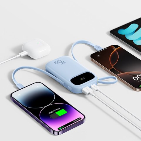 Powerbank 20000mAh 45W z wyświetlaczem kablami USB-C Lightning EnerFill FC31 - niebieski