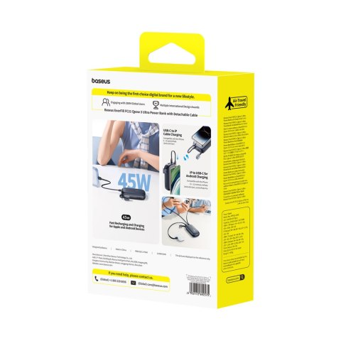 Powerbank 20000mAh 45W z wyświetlaczem kablem EnerFill FC21 Qpow 3 Ultra - czarny