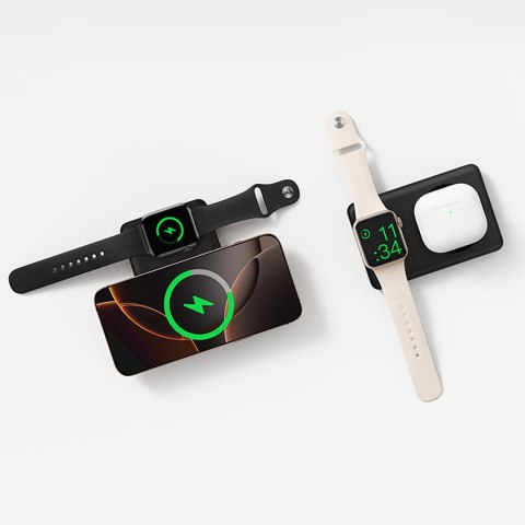 Powerbank 2w1 10000mAh USB-C do iPhona Apple Watch MagSafe 27W z kablem USB-C - czarny