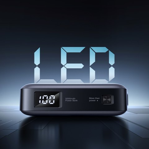 Powerbank 5000mAh zintegrowane złącze USB-C (męski) / USB-C (żeński) - szary