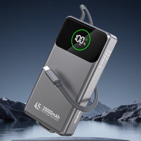 Powerbank K31 Pro 20000mAh ze zwijanym kablem USB-C 45W - szary