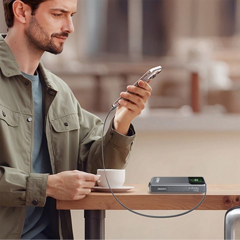 Powerbank K31 Pro 20000mAh ze zwijanym kablem USB-C 45W - szary