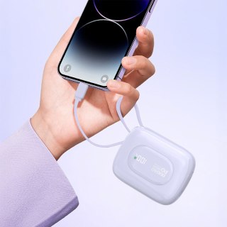 Powerbank K32 10000 mAh z wbudowanym kablem USB-C iPhone Lightning 22.5W - fioletowy