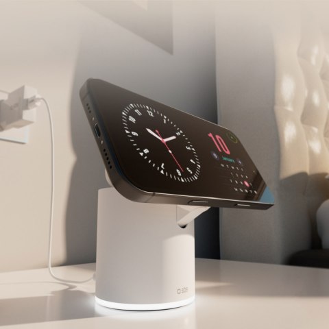 Stacja ładująca 2w1 bezprzewodowa magnetyczna do smartfona słuchawek - biała