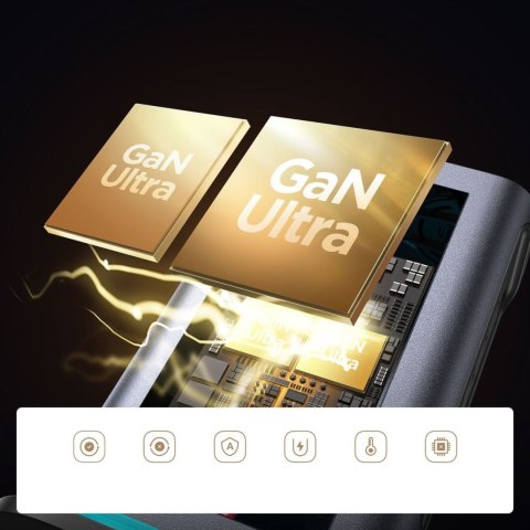 Stacja ładująca JR-TCM02 2x USB-A 4x USB-C GaN 65W wtyczka UK - szara