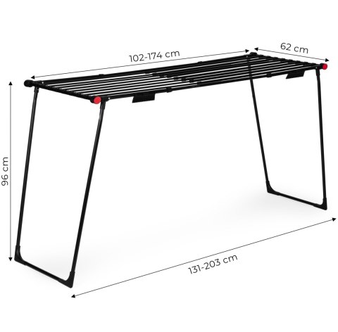 Suszarka na pranie stojąca rozsuwana teleskopowa 19 metrów składana czarna