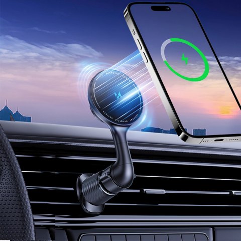 Uchwyt samochodowy z ładowarką indukcyjną do telefonu na kratkę Qi MagSafe 15W